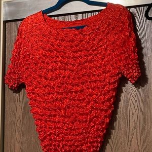 Silky Satin stretch blouse textured Popcorn nwot 90s vintage